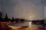Twickenham Canvas Paintings - The Thames At Moonlight, Twickenham
